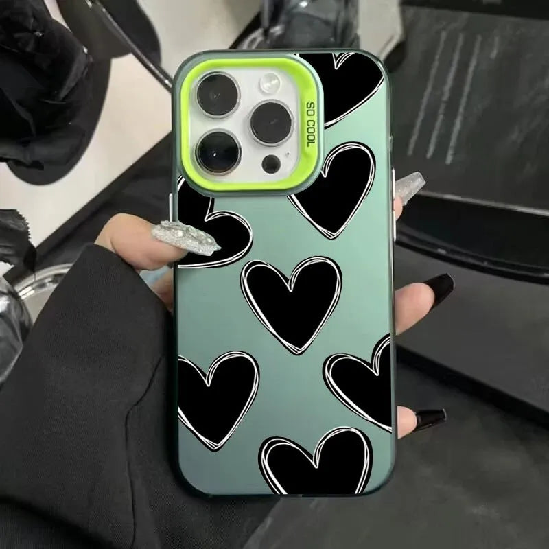 Heart mobile phone shell PC laser love pattern gray case for Apple iPhone models