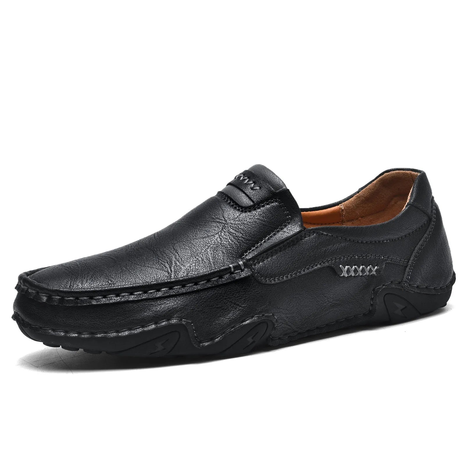Men's flat casual slip-on loafers in microfiber with leather lining, shown in a choice of colours.