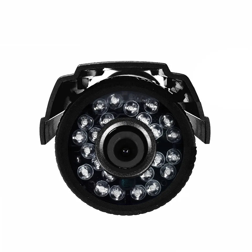 Black outdoor AHD HD waterproof CCTV security camera with infrared LEDs for night vision