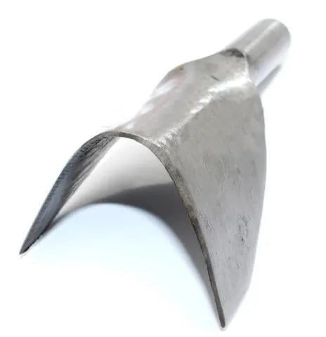 Six steel leather punch tools in half-round and V shapes, sizes ranging from 15mm to 40mm.