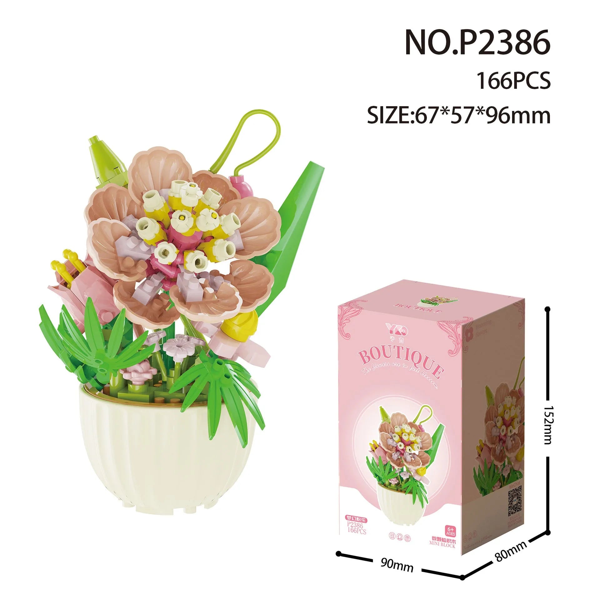 Micro diamond particle potted building blocks set in Smile to the Sun flower design, displayed in colour box packaging