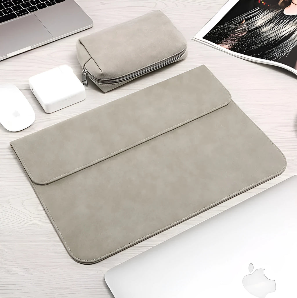Frosted abrasive computer bag sleeve in grey for 13 inch MacBook Pro with textured surface