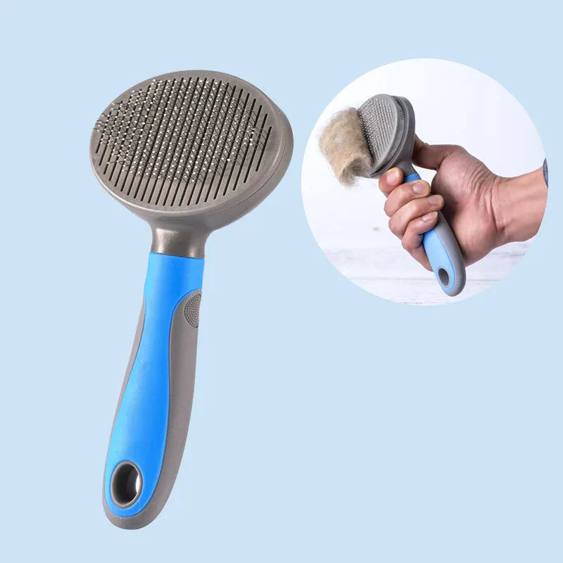 Kitten cat comb de-floating hair stripper with bent needle in candy blue colour