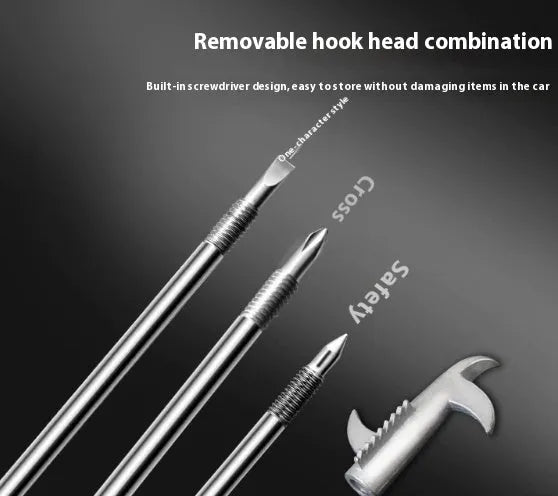 Portable alloy car tyre cleaning tool set with Phillips screwdriver and valve cleaner in long style