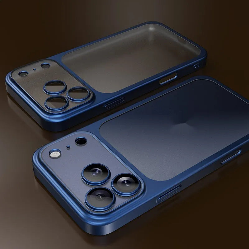 iPhone 17 series PC phone case with frosted electroplating finish in all-inclusive drop-resistant design