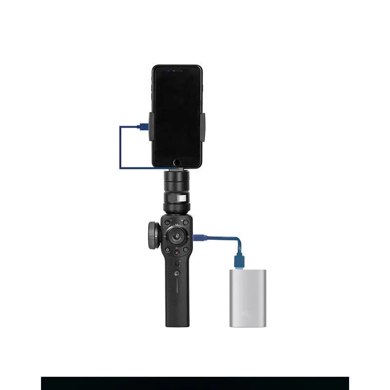 Black handheld smartphone video stabilizer gimbal for mobile phone filming