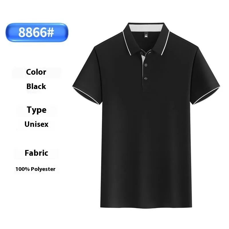 Men's light blue asymmetric overalls polo shirt made from ice silk fabric for summer workwear.