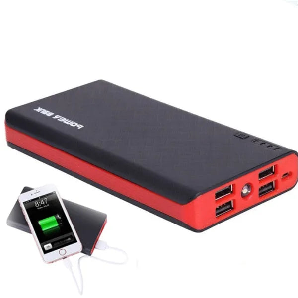 20000mAh portable power bank in multiple colours, showing compact 145mm design.