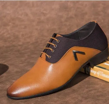 Men's black Oxford shoes with a low-cut PU upper and rubber sole for business casual wear.