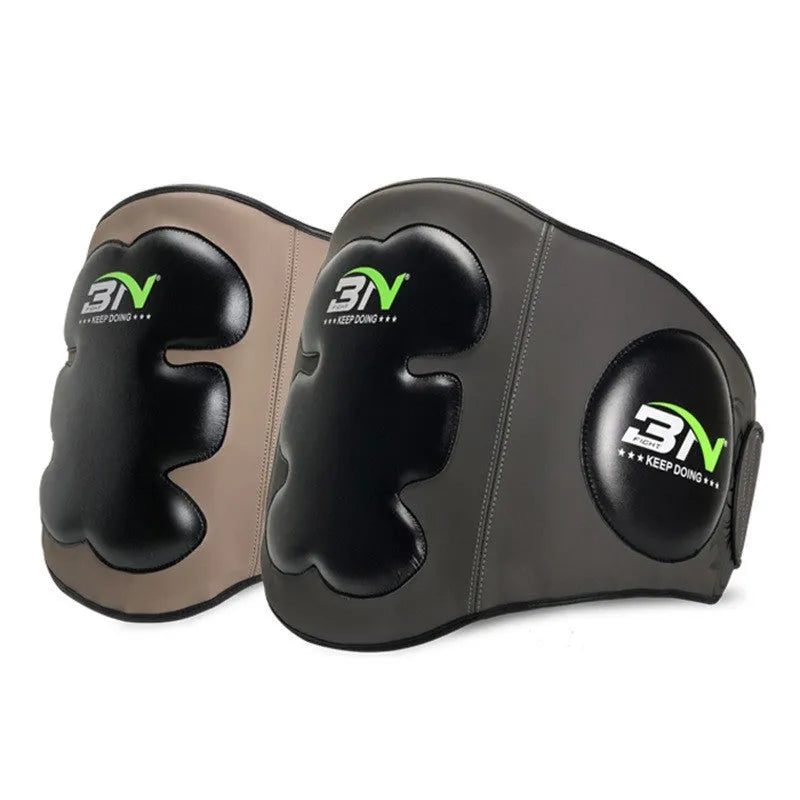Sanda boxing breast protection target showing waist coverage in dark grey colour
