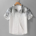 Men's hanging dyed pure cotton short-sleeved shirt in cardigan style with loose fit