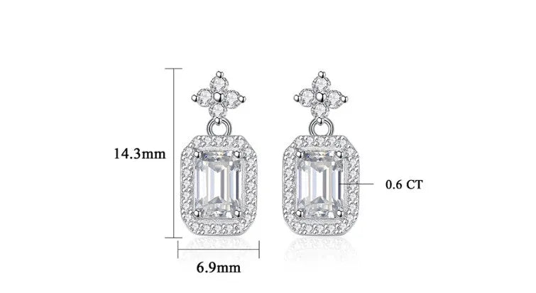 Pair of rectangular 925 silver women's earrings with electroplated finish, MSE23040303