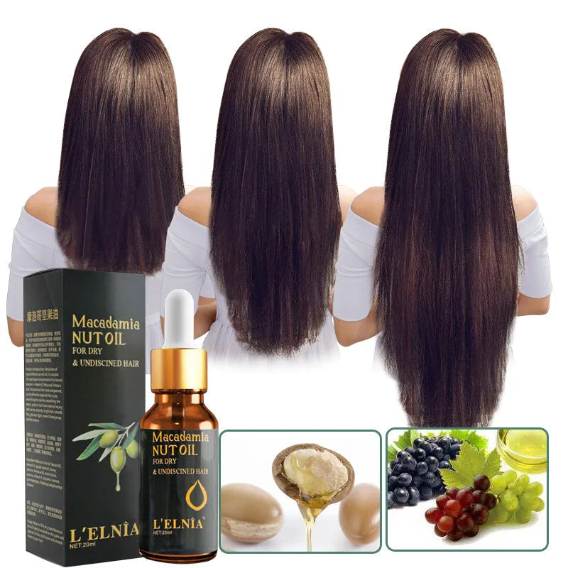 20ml bottle of hair essential oils with Moroccan walnut oil blend for repair and shine