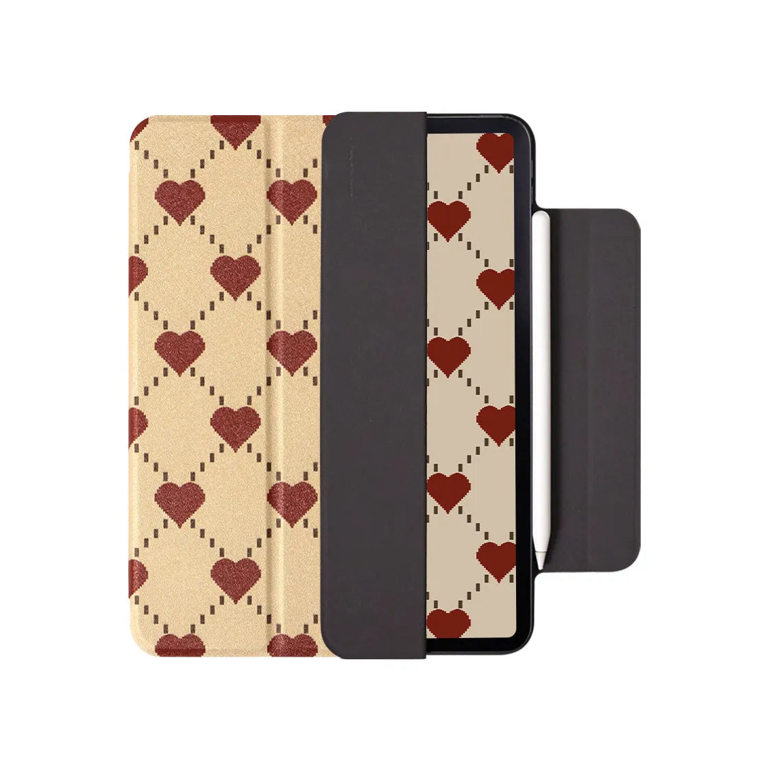 iPad Air magnetic protective case with double-sided clip attachment on polyurethane shell