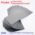 Black and grey plastic light-sensitive craft mat for seal making, showing 7mm, 4mm and 2mm thickness options.