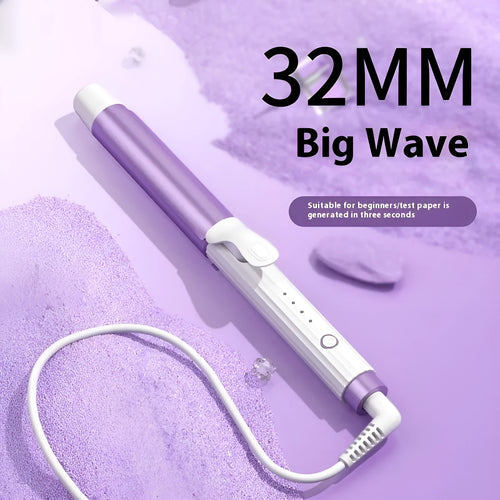 Anion big wave curling iron in pink with four gear thermoregulation, plastic body, and wired AC power