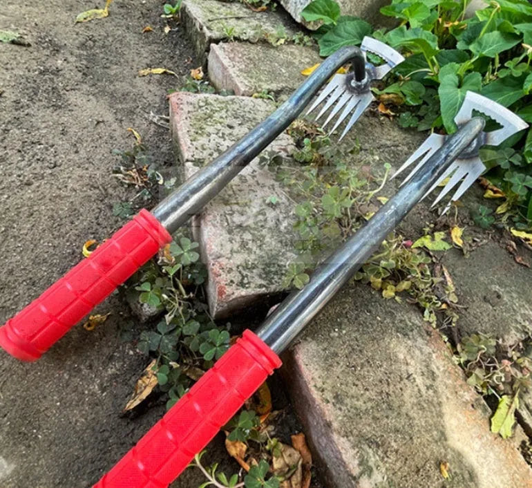Alloy steel dual-purpose garden hoe rake tool with multiple tooth configuration options