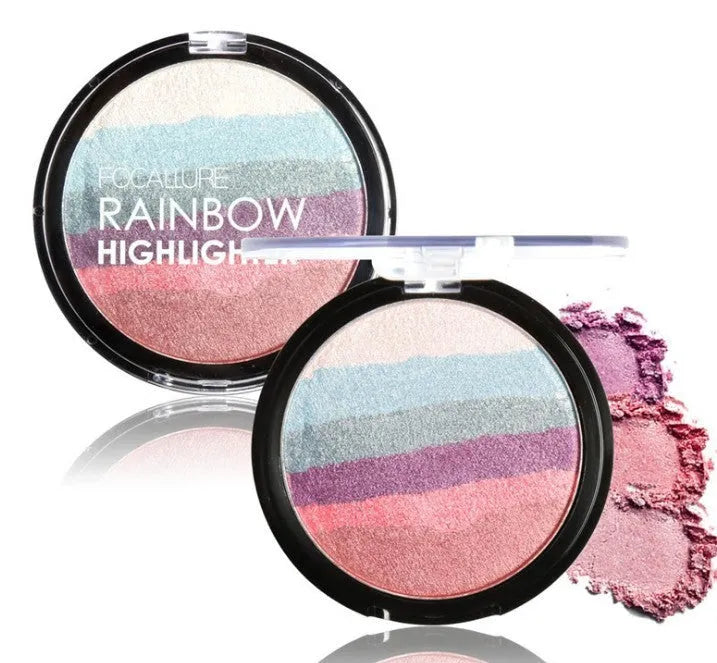 Focallure Rainbow Highlighter 18g six-shade shimmer palette for eye shadow and highlighter use