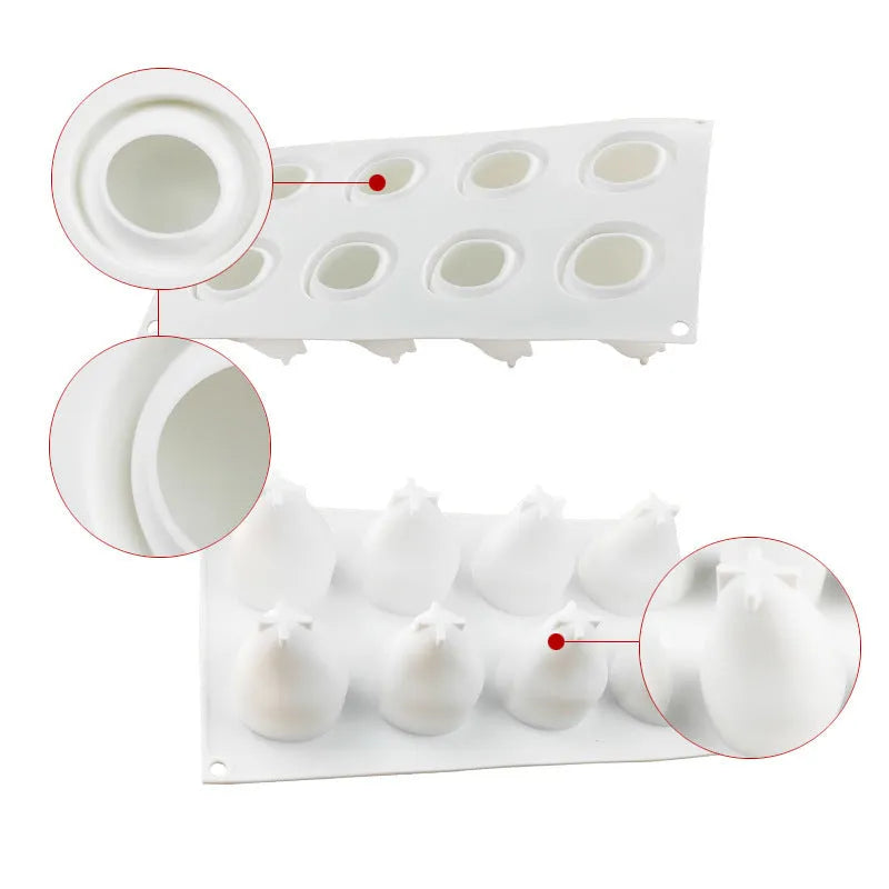 Silicone fruit mould for Italian mousse desserts with pineapple and pine cone designs
