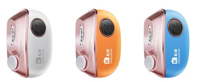 Blue electric nail clipper and polish two-in-one tool with USB-C charging cable and cleaning brush.