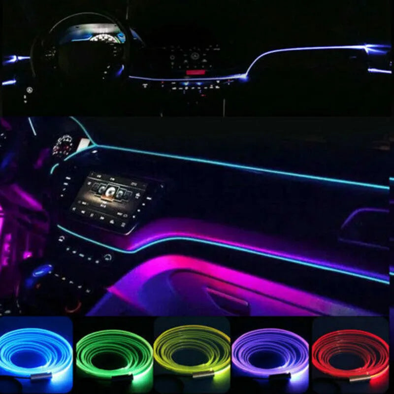 APP cold light strip car interior decoration with RF remote control and 6m soft rubber light pipe
