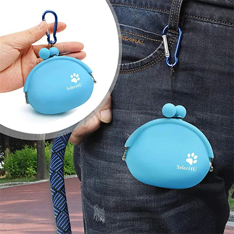 Silicone dog treat waist bag with hook and loop closure in multiple colour options