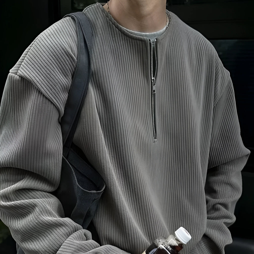 Solid colour loose fit pullover top with long sleeves in grey, black or apricot
