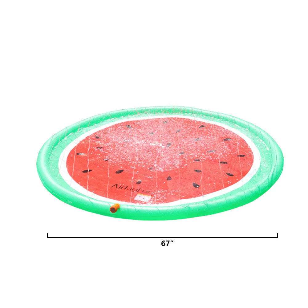 Children's water spray mat 170x170cm watermelon print on grass with water spray active
