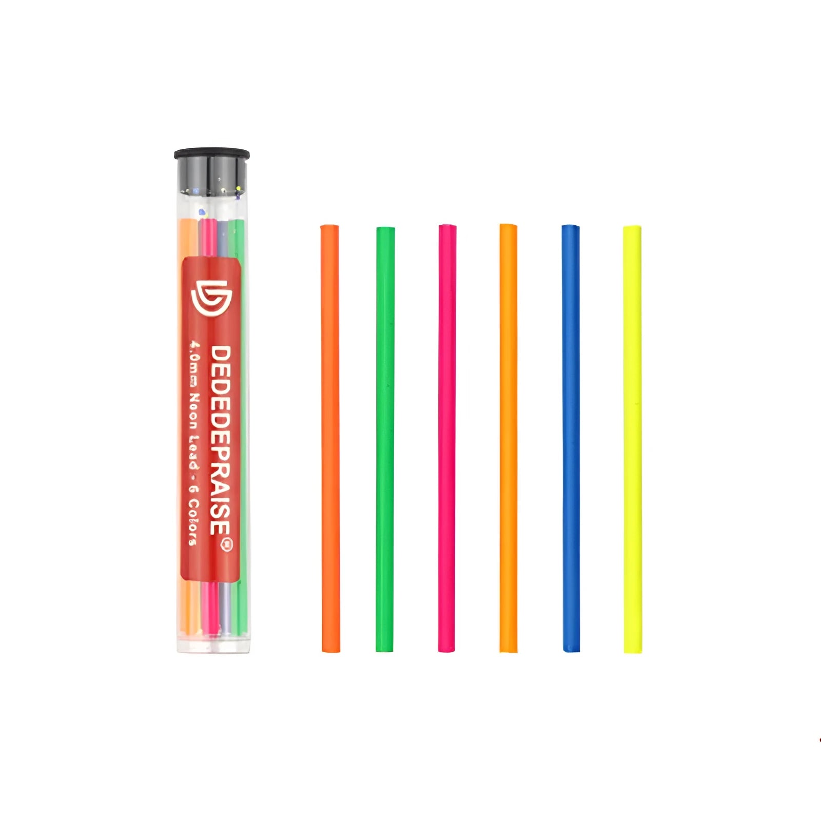 Yellow mechanical drawing pencil with 4.0 mm thick colour lead and six assorted refill tubes