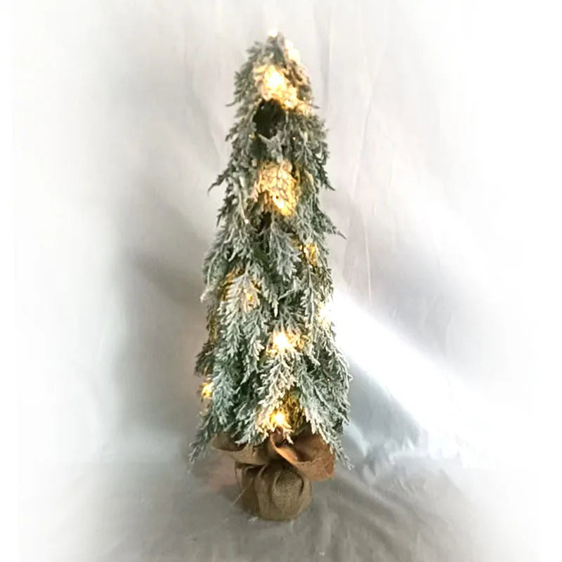 Small 24-inch plastic Christmas tree sprayer with snow simulation effect and built-in festival lights