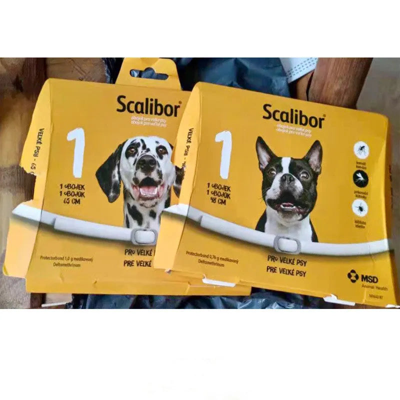 Large grey scalibor dog flea deworming collar made from mohair material for insect repellent use