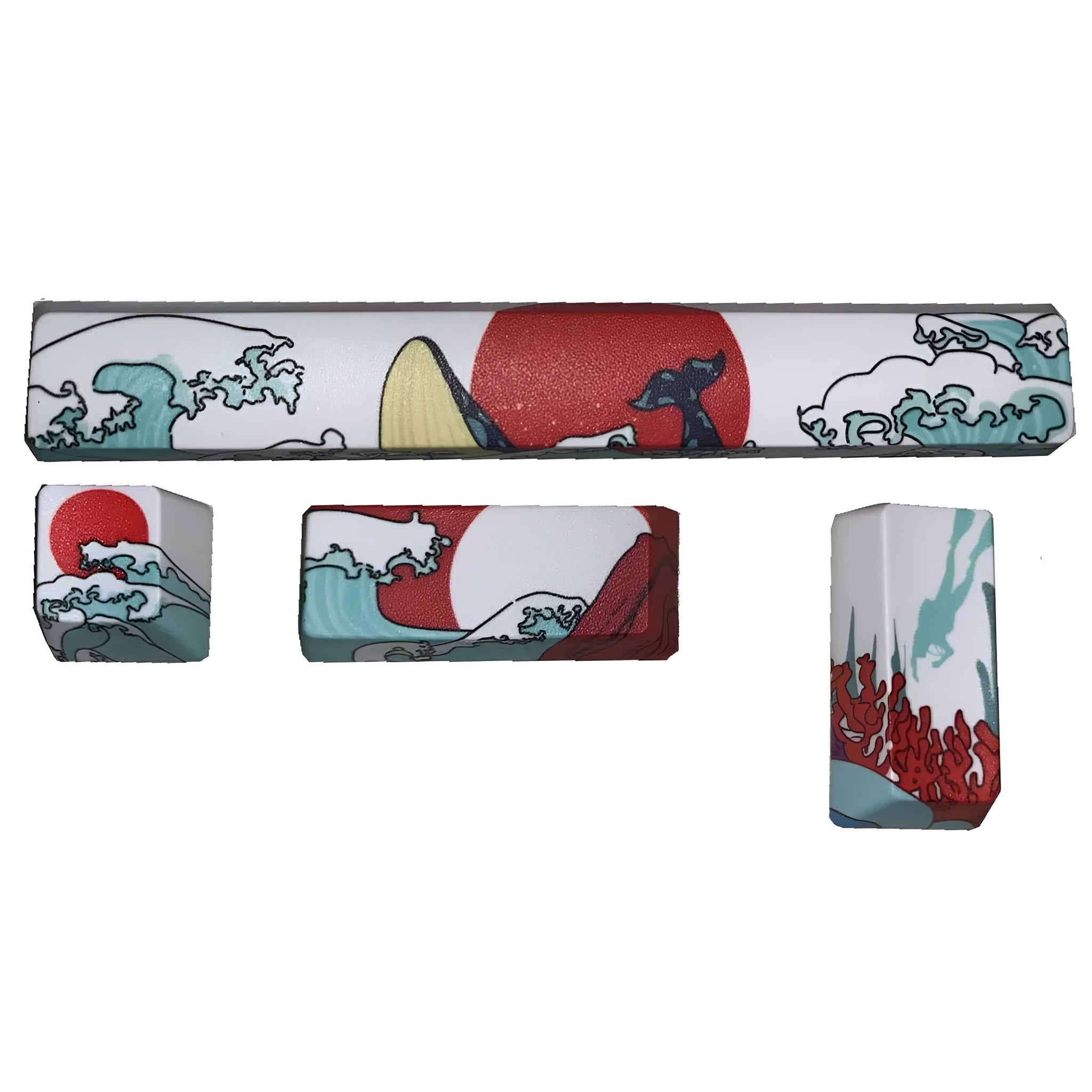 Coral Sea colour PBT keycaps for Xiao Yan mechanical keyboard with five-sided sublimation printing