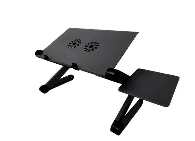 Portable vertical folding metal sofa desk with adjustable height and ventilated desktop for laptops under 17 inches