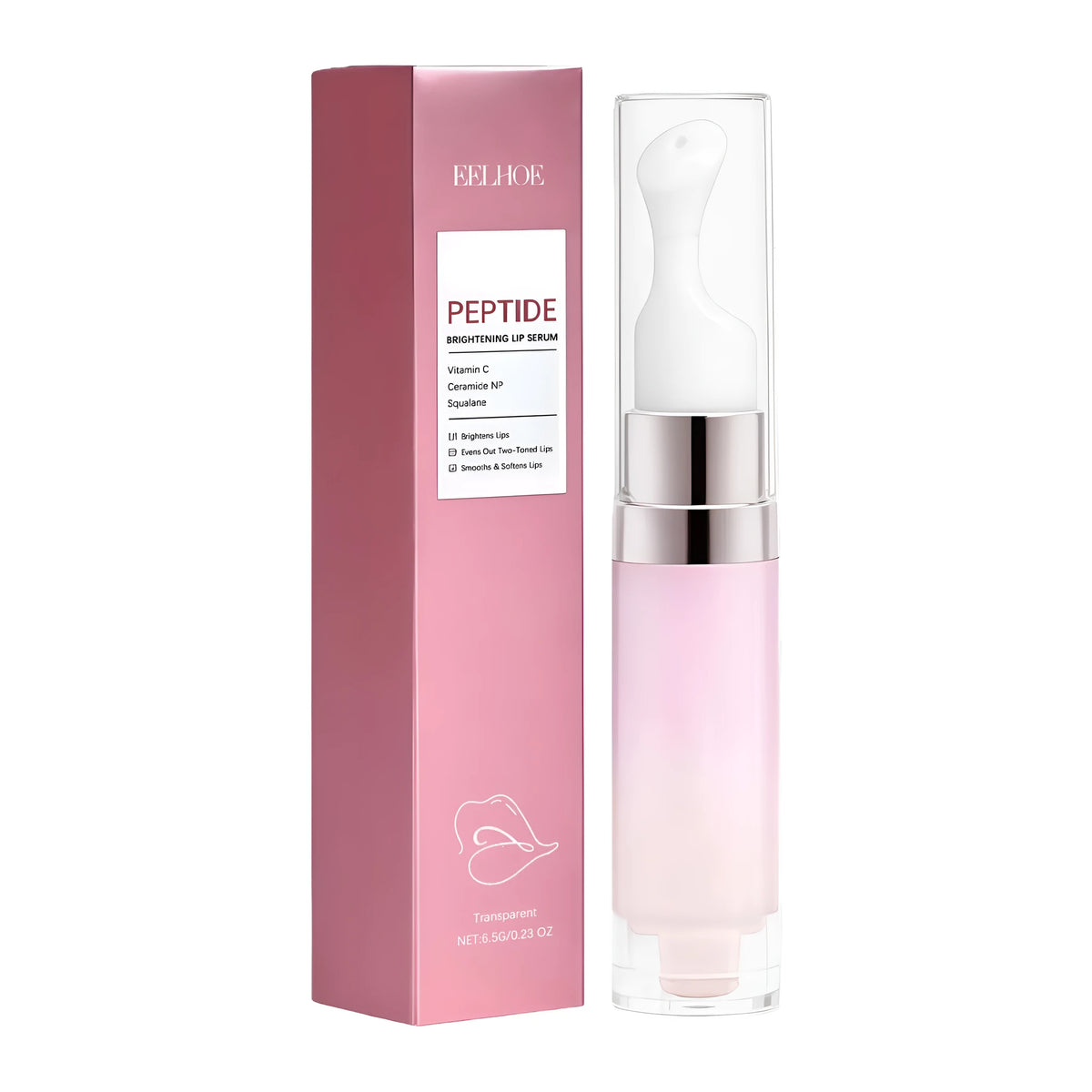 Brightening Lip Serum in pink transparent tube with vitamin C and glutathione formula 3.5g