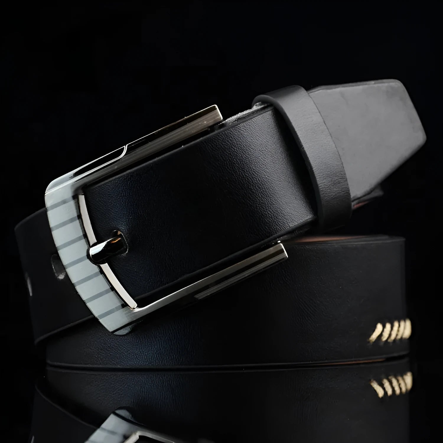 Men's retro threading belt with alloy pin buckle in black, brown or white colour options
