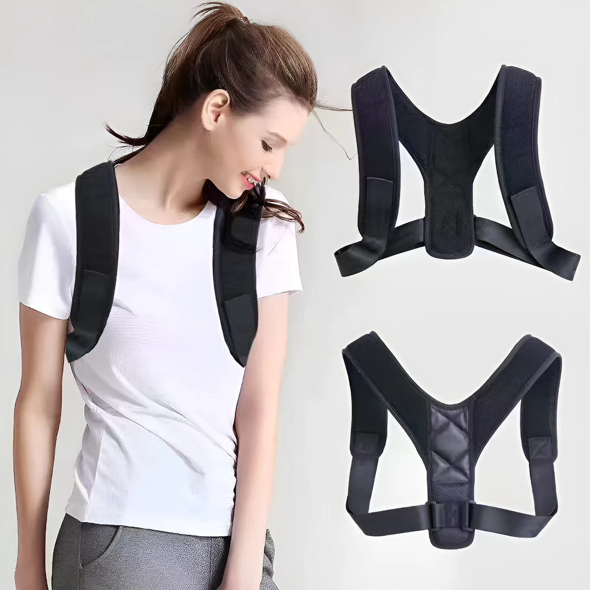 Breathable nylon sitting posture correction belt for humpback prevention, free size, unisex design