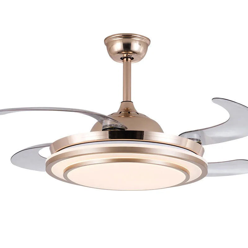 Home full spectrum eye protection LED fan chandelier 36 inch gold with invisible ABS blades