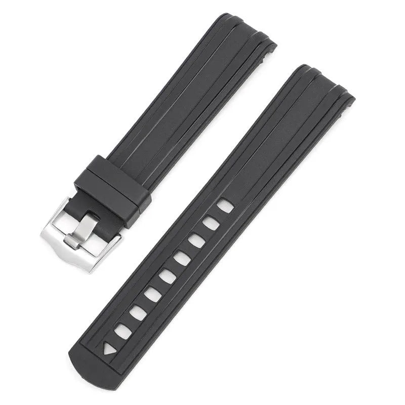 Original style Apple Watch replacement strap in multiple colours with silver buckle, shown in 20mm and 22mm sizes.