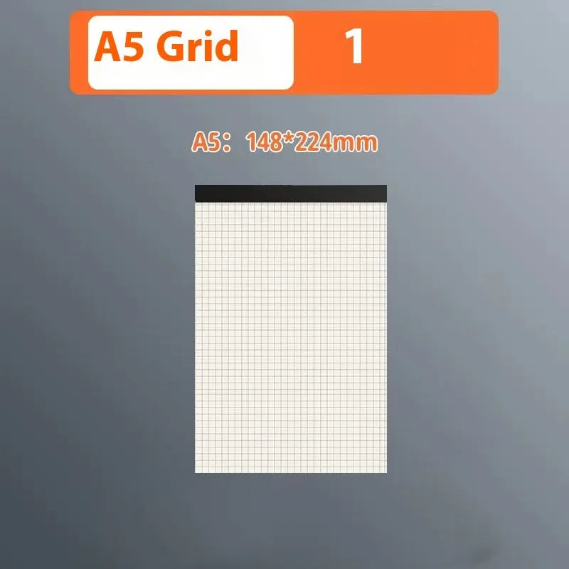A5 B5 A4 writing pads with 80 tearable sheets in blank grid or lined ruling options