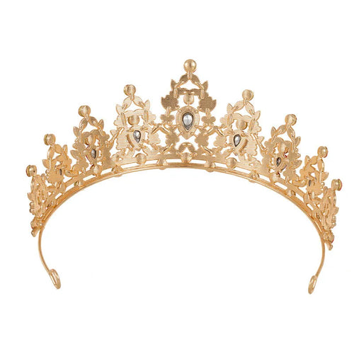Baroque crown bride headdress with rhinestones in silver and gold colour options