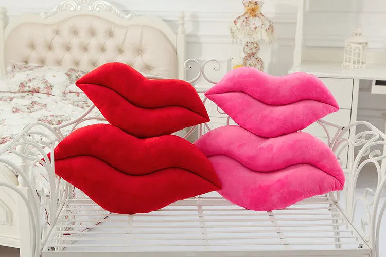 Creative sexy plush big lips pillow in pink, 50cm height, soft short plush fabric with PP cotton filling