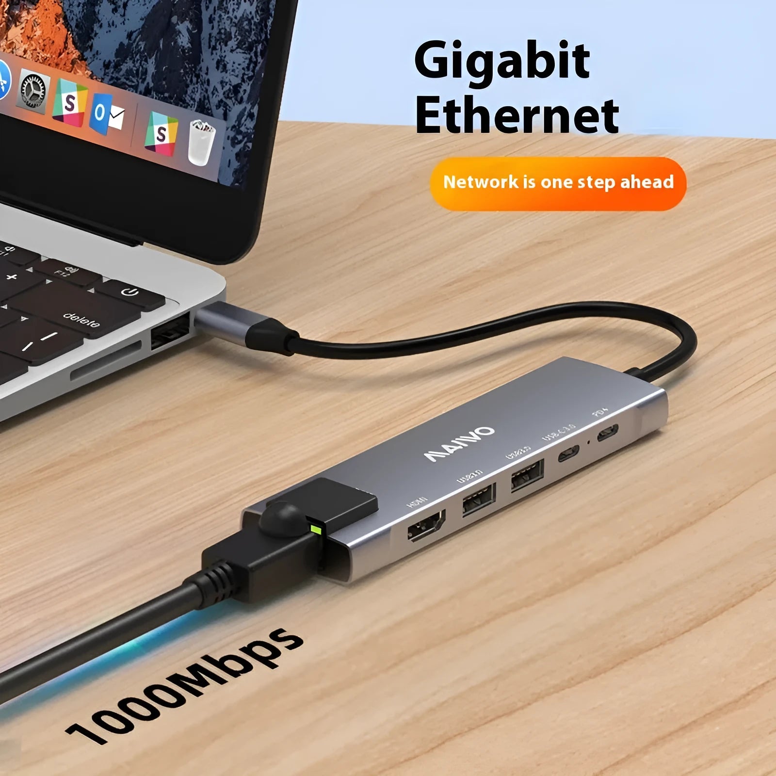 Steam Deck six-in-one docking station with aluminium shell showing Type-C, HDMI, ethernet, and USB ports