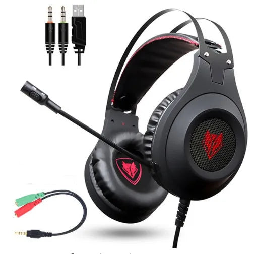 NUBWO N2 black and silver gaming headset with detachable microphone and 1.6m braided cable