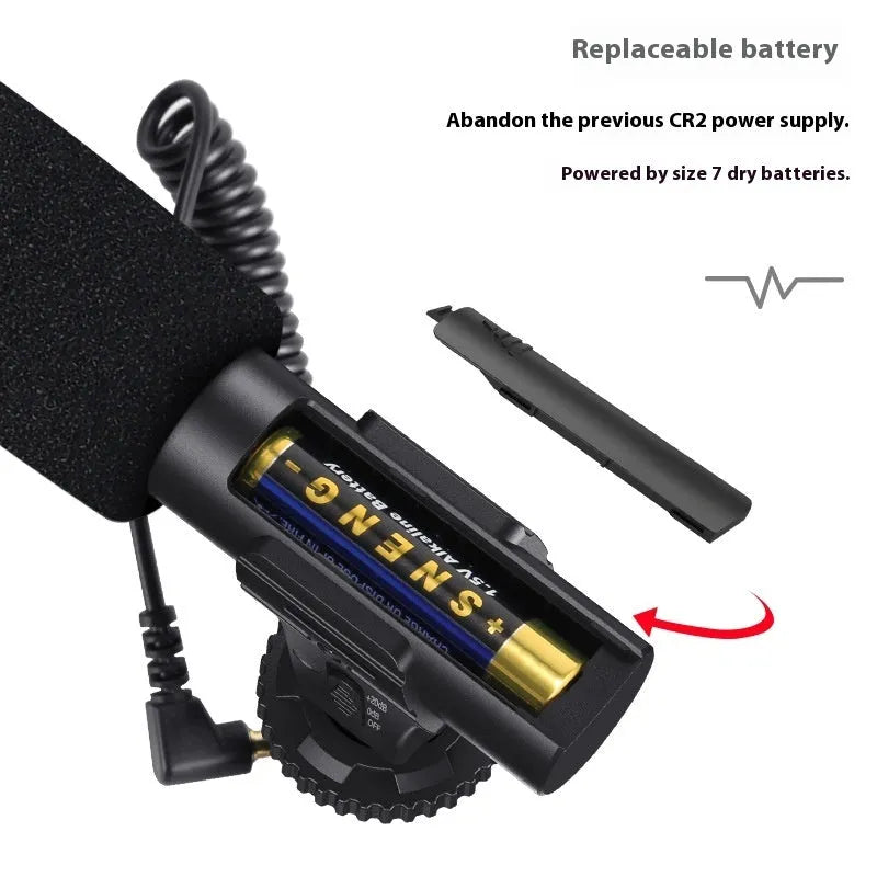 Black mobile phone video recording microphone for professional audio capture