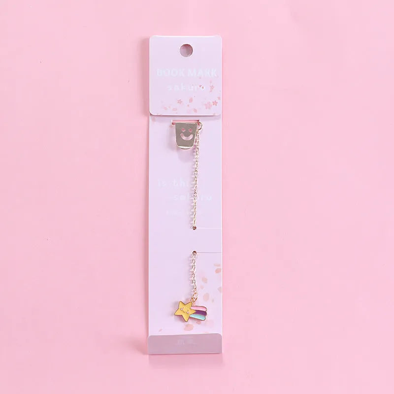 Metal bookmark with cartoon pendant in choice of animal and object designs