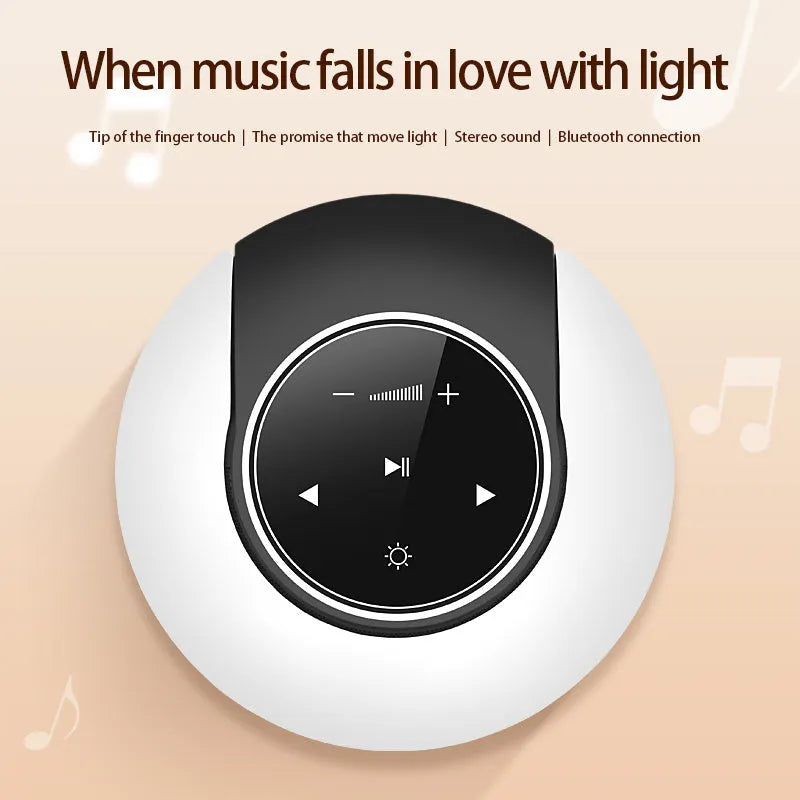 Blue Creative Bluetooth speaker desk lamp with foldable LED light and touch controls on a desk