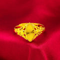 Alluvial gold girls open diamond flower ring with geometric brass construction and textured surface details