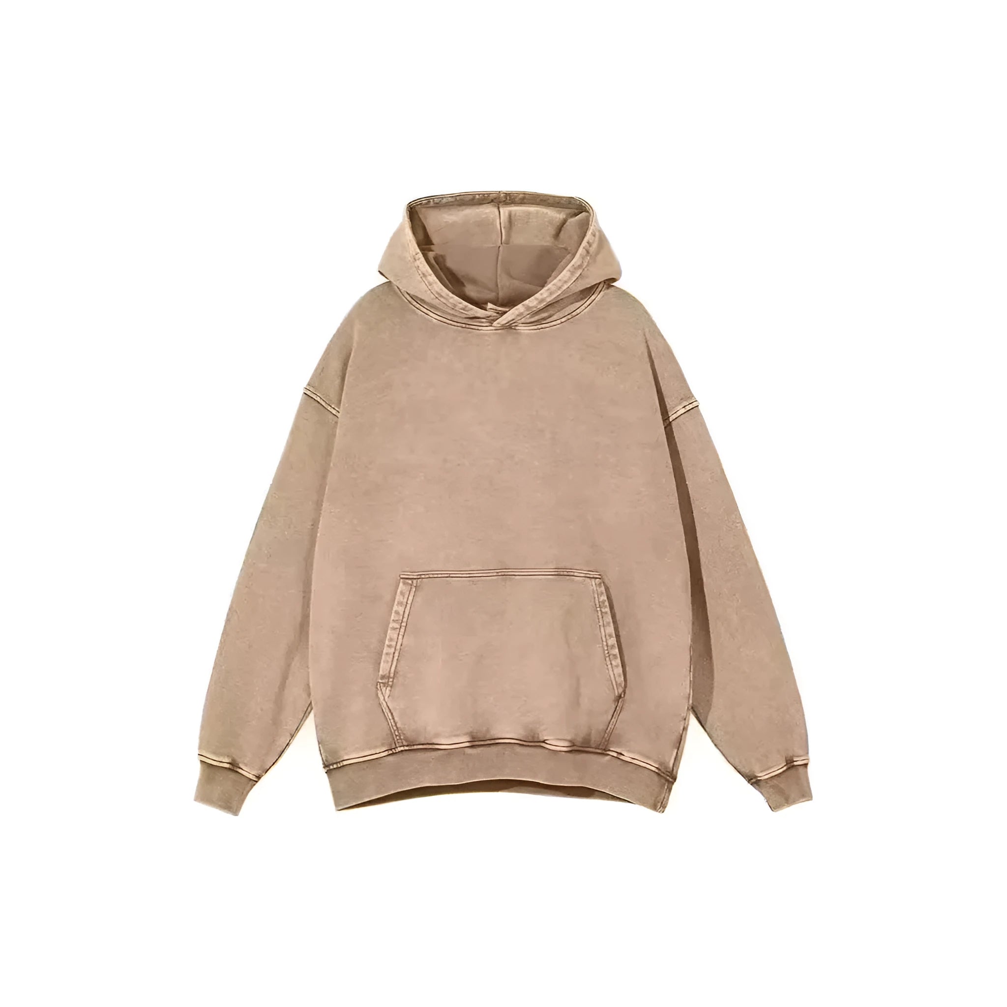 Men's batik washed cotton hoodie in loose fit with drop-shoulder sleeves showing washed colour pattern