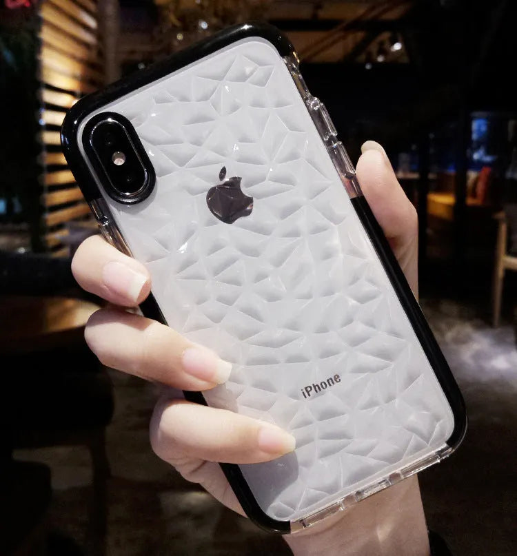 Simple striped TPU iPhone phone case shown in pink, white, and black border colour options