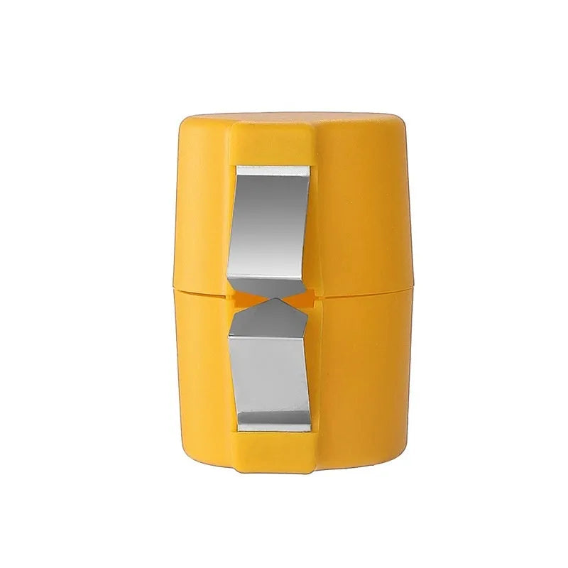 Kitchen egg shell opener and beater tool in orange red, pink or yellow colour weighing 35g
